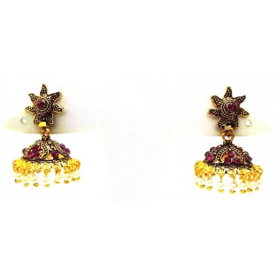 Golden Oxidized Earrings Jhumka Jhumki Imitation Jewelry Drop Dangle Long E32